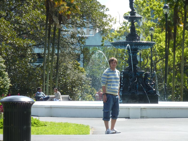 In front of the fountain at Albert Park, Auckland