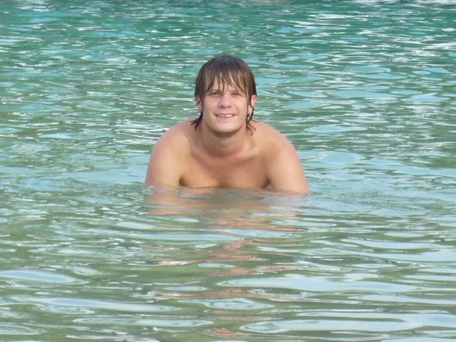 Stewy in the water at South Bank