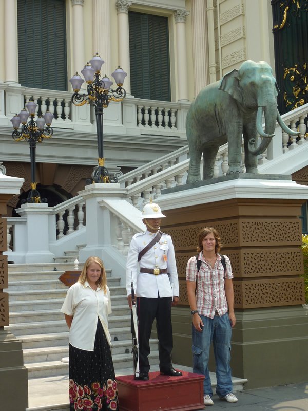 Standing guard at the grand palace!