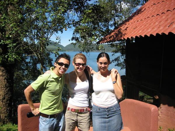 Miguel, Carla and I by the cabin and the lake
