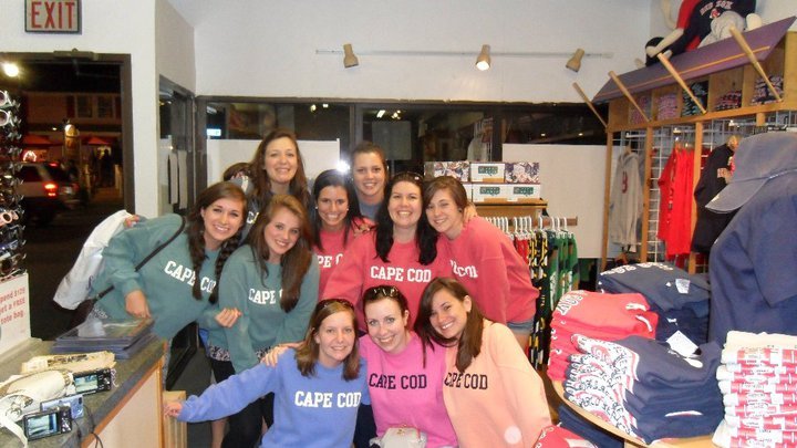 The founding members of the Sisters of the Travelling Cape Cod Skittles Jumpers