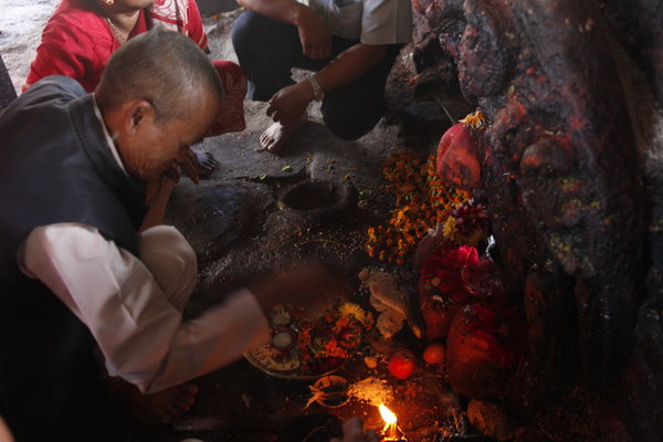 Puja at the temple
