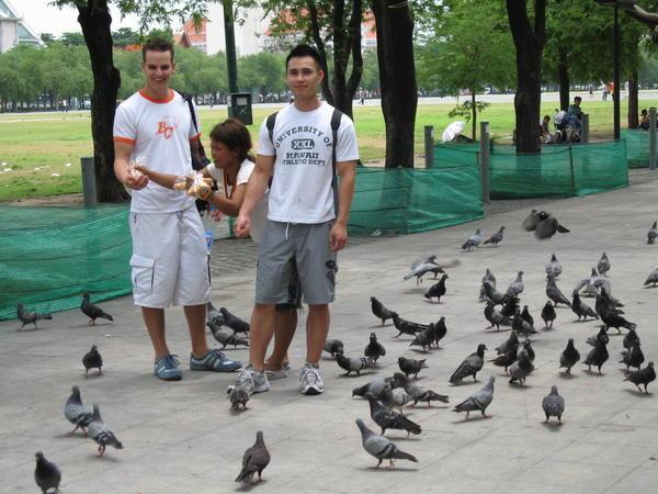 Will & Bryan feeding the pigeons