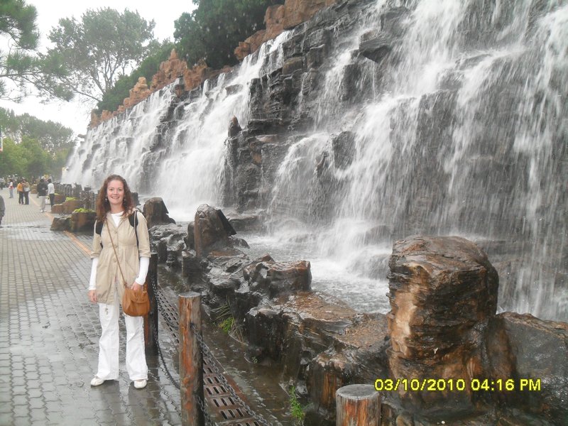 A man-made waterfall in the middle of the town!