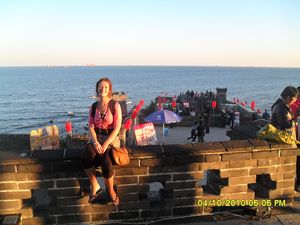 Sitting on the great wall of China!!