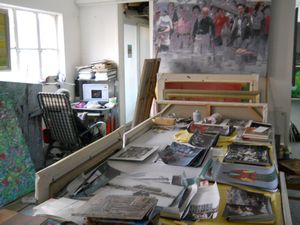 88. This was an actual working studio, see the artist in the corner!