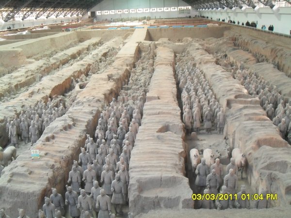 17. One of the pits where the army of terracotta warriors was as big as an airport hanger