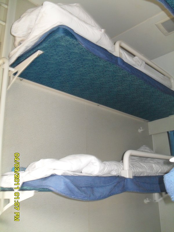8. The top bunk and the middle bunks on the sleeper trains