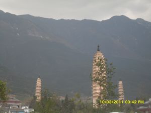 25. The famous 3 pagodas in Dali, it's been said they were built to scare  of the dragons