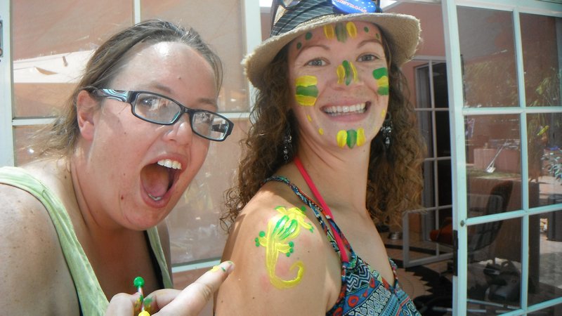 146. I get all painted up for Australia Day with Jerry painting a Gecko on my arm!