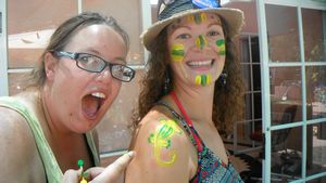 146. I get all painted up for Australia Day with Jerry painting a Gecko on my arm!