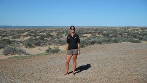 27. Me with Lake Eyre in the background with some water in it!!