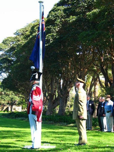 Raising the flag over Victoria barracks