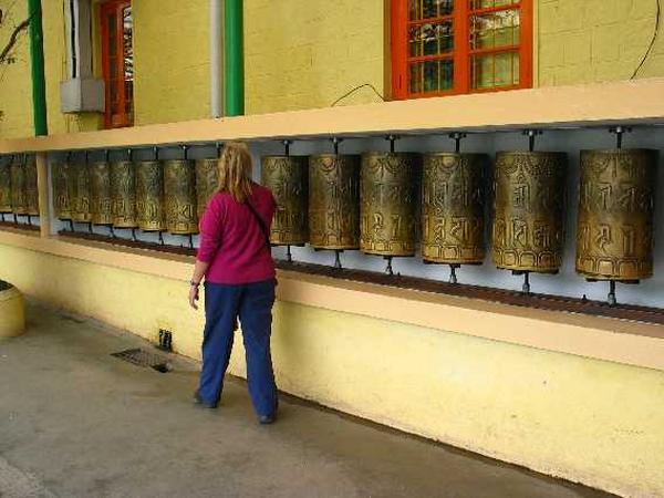 A "prayer wheels" in the temple