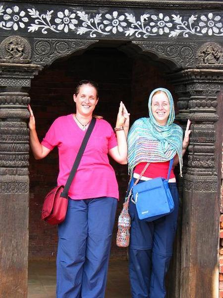 Daphna & me at the entrance to the golden temple in Patan