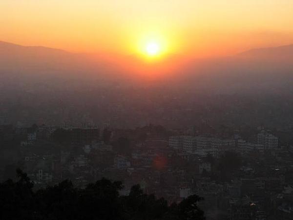 Sunrise over the Kathmandu valley