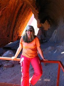 A cave in Uluru, me and my fly net
