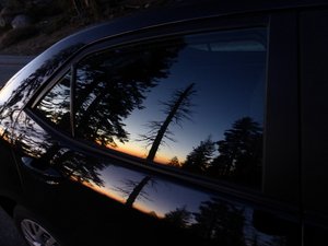 Sunset in car