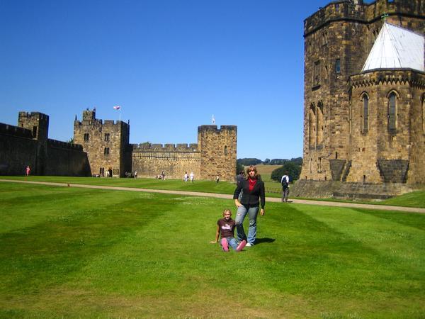a & j at Alnwick Castle Courtyard