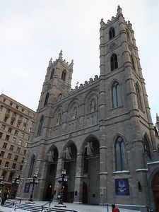 Outside of La Basilica Notre Dame de Montreal