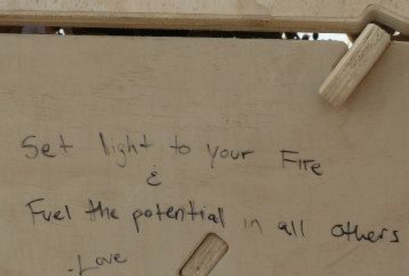 writing on temple at Burning Man 2013