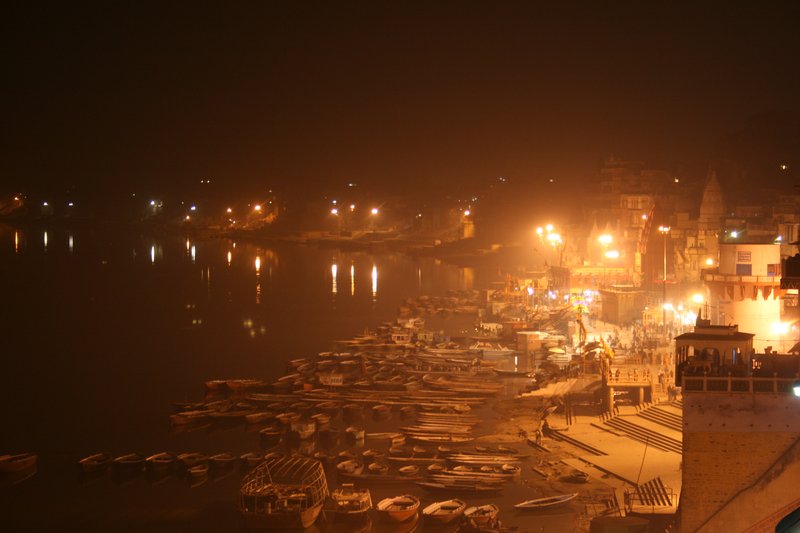 The Ganges and Ghats of Varanasi by night