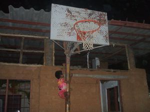 Climbing the basketball net