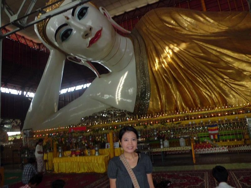 with smiling budha in Yangon