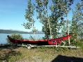 2011-07-11 Native canoe and Teslin Lake