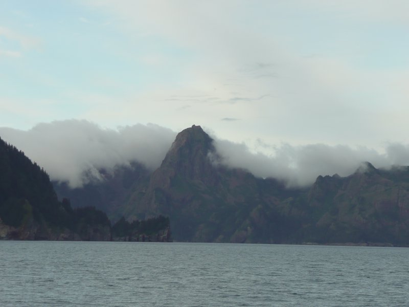 Rocky cliffs in the mist