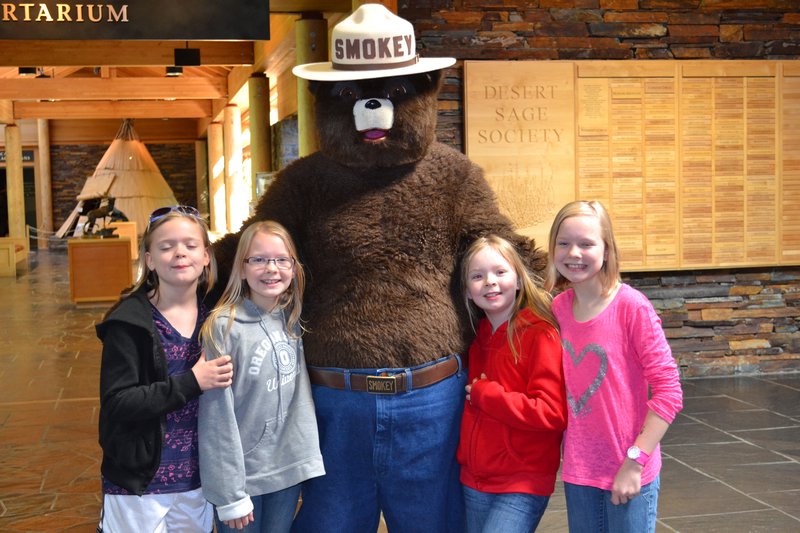 The girls with Smokey the Bear