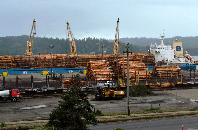  Logs being loaded onto ship in North Bend