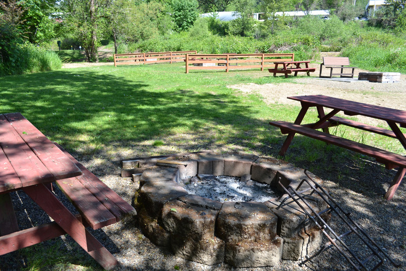 Fire pit and tent camping area
