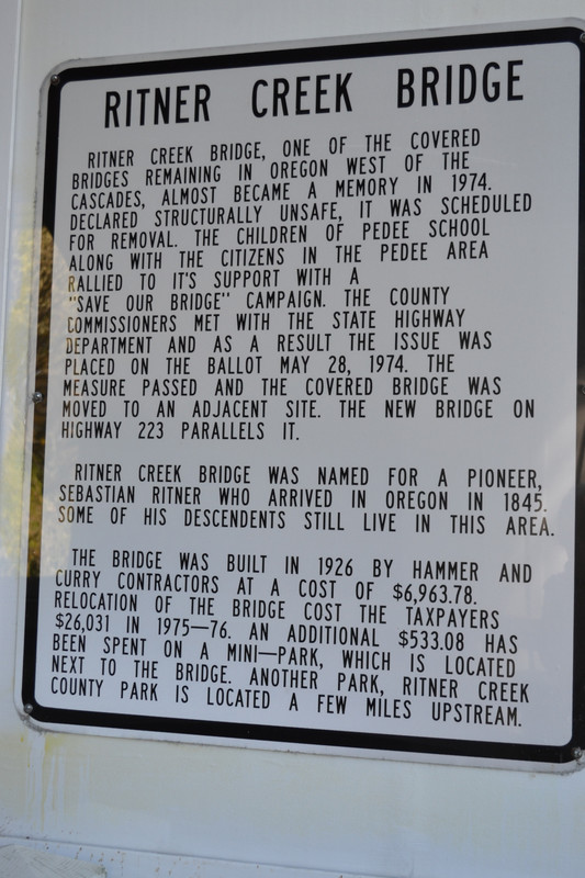 Sign on the Ritner Creek Bridge 