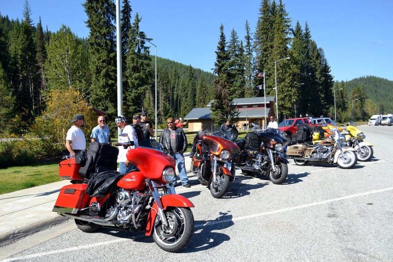  Bikers at Lookout Pass Rest Stop 