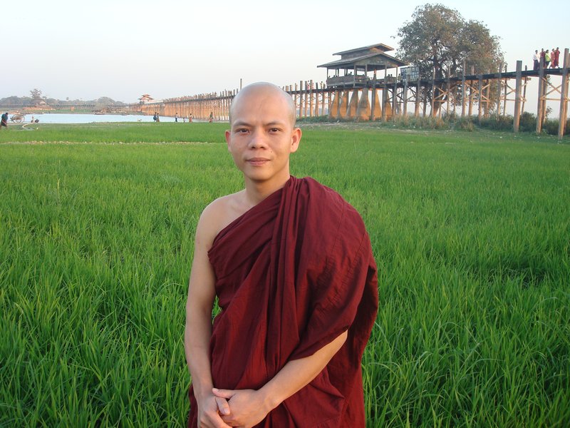 U Bein's bridge - monk from Vietnam