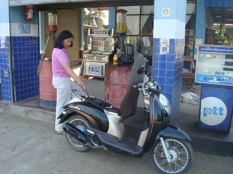 Filling up my Scoopy motorbike