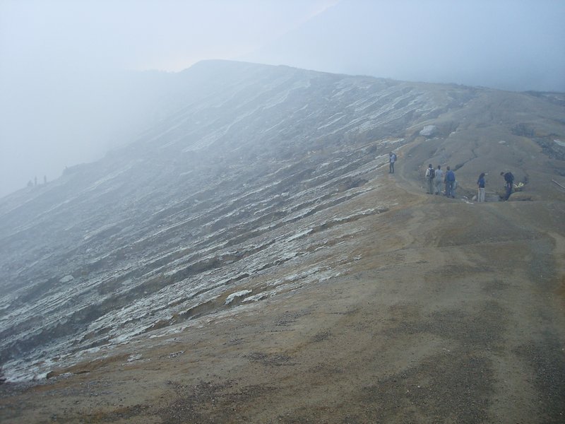 At the top of the crater