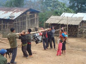 Moving a motor in the Akha Loma village