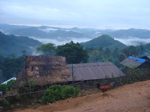 Early morning in Akha Loma village