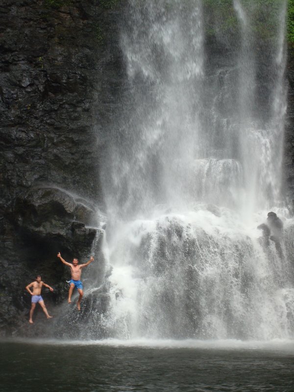 Jumping of a rock at Yuang Waterfall