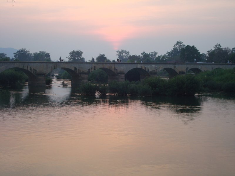 Old french bridge connecting Don Khon to Don Det