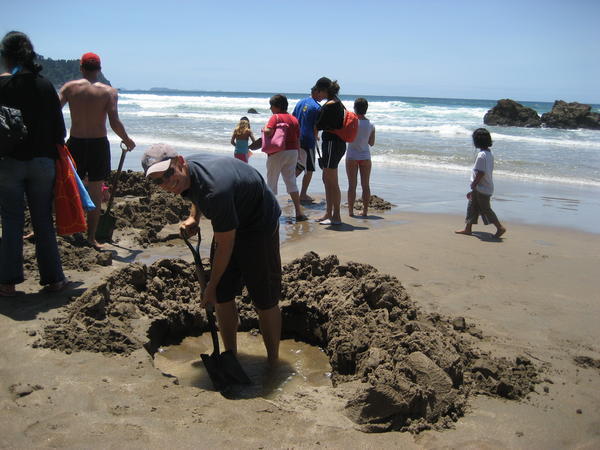 Digging in at Hot Water Beach