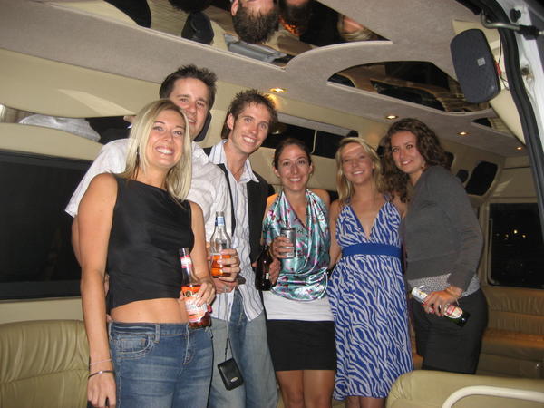 Caro & some friends from work in our limo