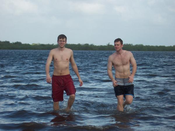 Ben and Joe in the lagoon