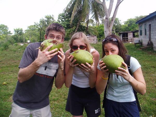 Ben, Sarah and I enjoying our coconuts