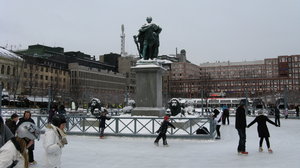 Ice skating near the Stockholm Christmas market