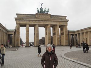 Laura in front of the Brandenburg Gate