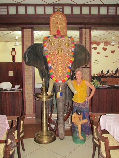 me and the elephant in the dining hall