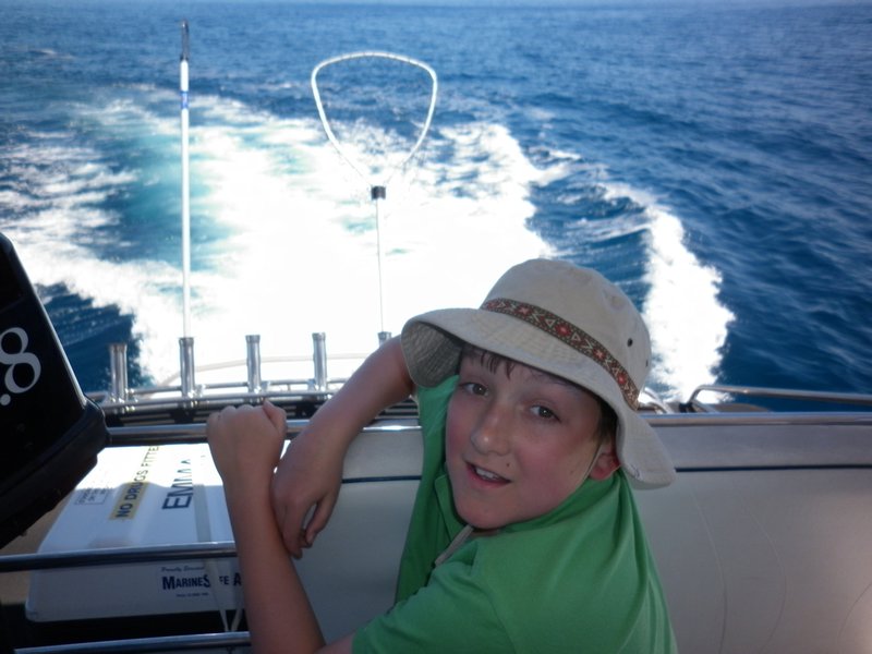 Lachlan on the boat